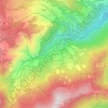 Topografische Karte Casa Corsini, Höhe, Relief