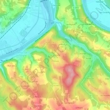 Topografische Karte La Combelle, Höhe, Relief