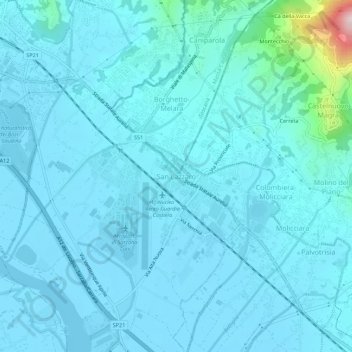 Topografische Karte San Lazzaro, Höhe, Relief