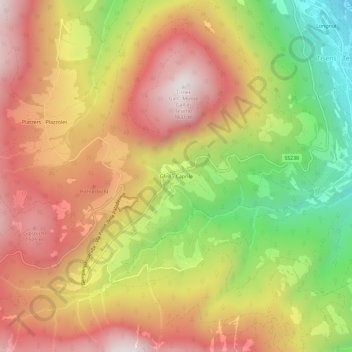 Topografische Karte Gfrill, Höhe, Relief