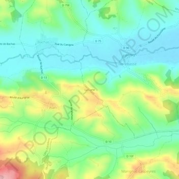 Topografische Karte La Lune, Höhe, Relief