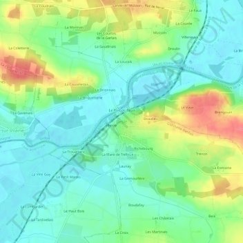 Topografische Karte Beslé, Höhe, Relief