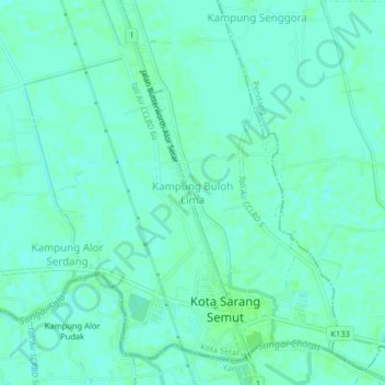 Topografische Karte Kampung Buloh Lima, Höhe, Relief