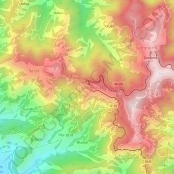 Topografische Karte Jutogh, Höhe, Relief