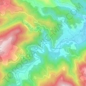 Topografische Karte La Palme, Höhe, Relief