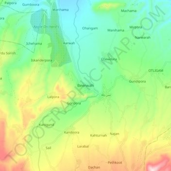 Topografische Karte Beerwah, Höhe, Relief