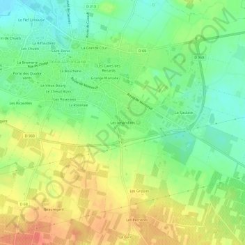 Topografische Karte Les Amandiers, Höhe, Relief