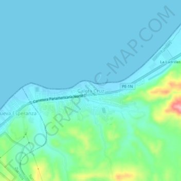 Topografische Karte Caleta Cruz, Höhe, Relief