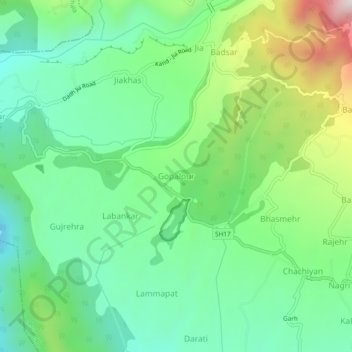 Topografische Karte Gopalpur, Höhe, Relief