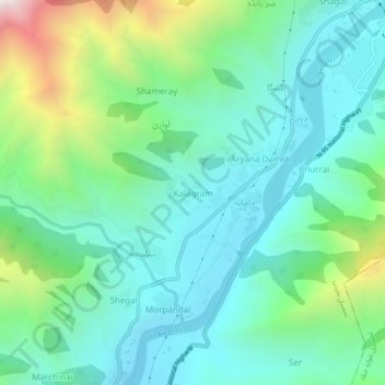 Topografische Karte Kalagram, Höhe, Relief