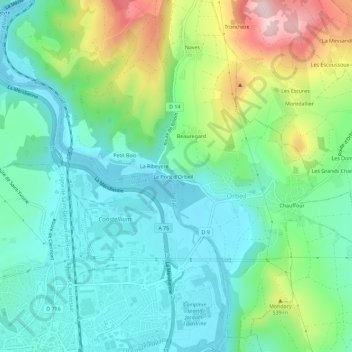 Topografische Karte Les Garennes, Höhe, Relief
