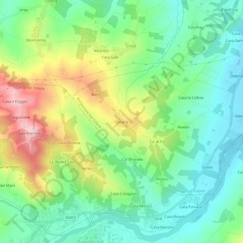 Topografische Karte Corano, Höhe, Relief
