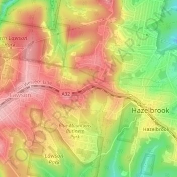 Topografische Karte Sydney Rock, Höhe, Relief