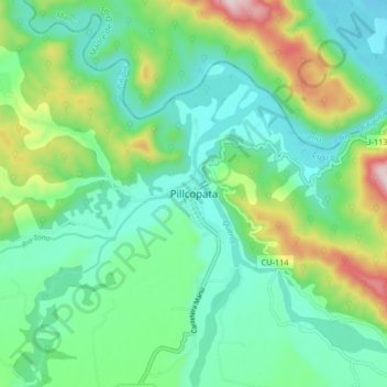 Topografische Karte Pillcopata, Höhe, Relief