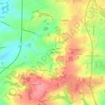 Topografische Karte Nitrat, Höhe, Relief