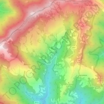 Topografische Karte Caprile, Höhe, Relief