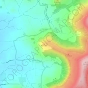 Topografische Karte Pen Hill, Höhe, Relief