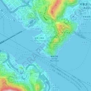 Topografische Karte On Li Sai Tsuen, Höhe, Relief
