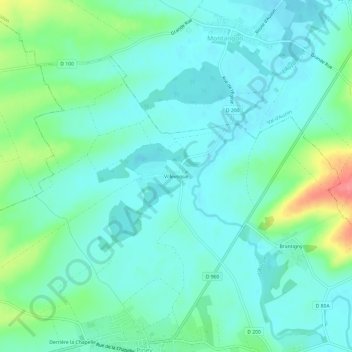 Topografische Karte Villevoque, Höhe, Relief