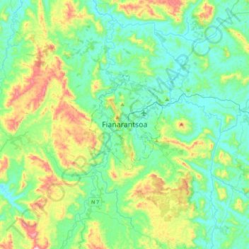 Topografische Karte Fianarantsoa, Höhe, Relief