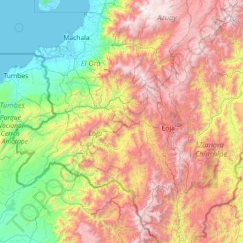 Topografische Karte Cordillera de Chiguango, Höhe, Relief