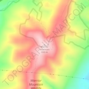 Topografische Karte Warrior Mountain, Höhe, Relief