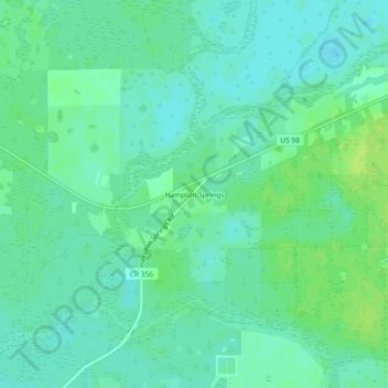 Topografische Karte Hampton Springs, Höhe, Relief