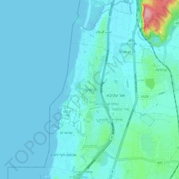 Topografische Karte Caesarea, Höhe, Relief