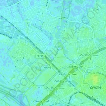 Topografische Karte Frankhuis, Höhe, Relief