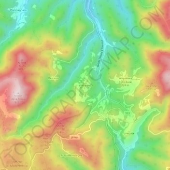 Topografische Karte Valdarena, Höhe, Relief