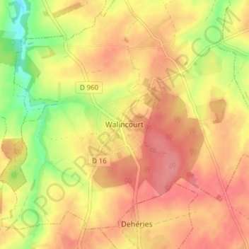 Topografische Karte Walincourt, Höhe, Relief
