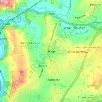 Topografische Karte Heage, Höhe, Relief