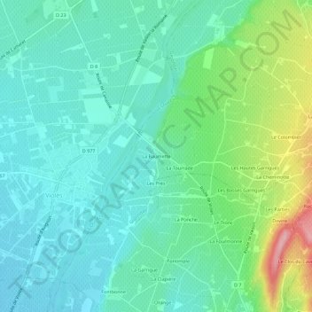 Topografische Karte La Baumette, Höhe, Relief