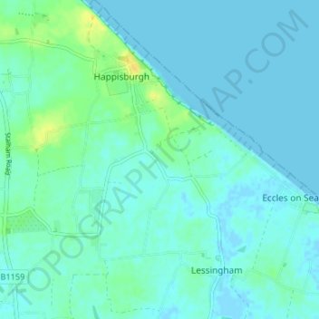 Topografische Karte Whimpwell Green, Höhe, Relief