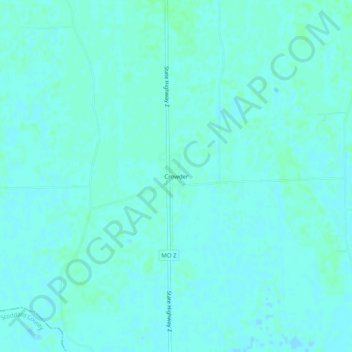 Topografische Karte Crowder, Höhe, Relief