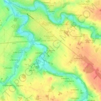 Topografische Karte La Daunière, Höhe, Relief