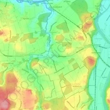 Topografische Karte Biberen, Höhe, Relief
