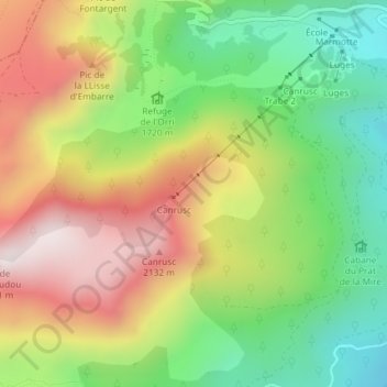 Topografische Karte Pré d'en Mathieu, Höhe, Relief