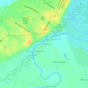 Topografische Karte San Andres, Höhe, Relief