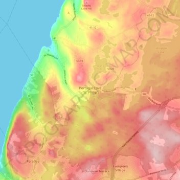 Topografische Karte Portugal Cove - St. Philips, Höhe, Relief