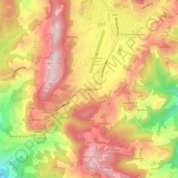 Topografische Karte Querciagrossa, Höhe, Relief