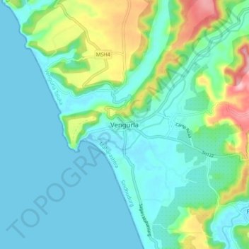 Topografische Karte Vengurla, Höhe, Relief