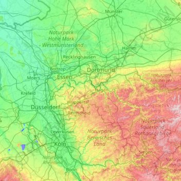 Topografische Karte Ennepe-Ruhr-Kreis, Höhe, Relief