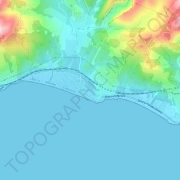 Topografische Karte Villammare, Höhe, Relief