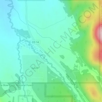 Topografische Karte Gould, Höhe, Relief