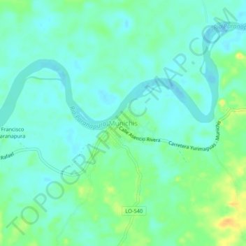 Topografische Karte Munichis, Höhe, Relief