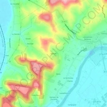 Topografische Karte Seillade, Höhe, Relief