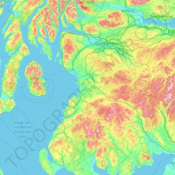 Topografische Karte Ayrshire, Höhe, Relief
