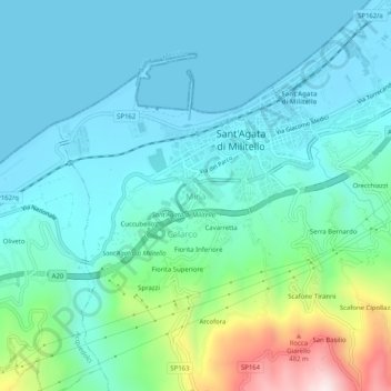 Topografische Karte Minà, Höhe, Relief