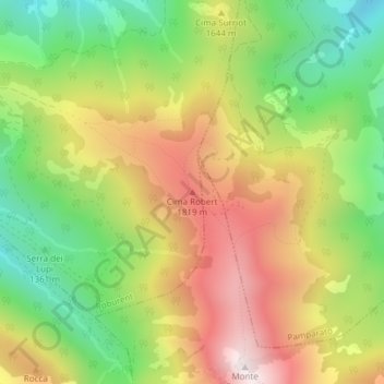 Topografische Karte Cima Robert, Höhe, Relief